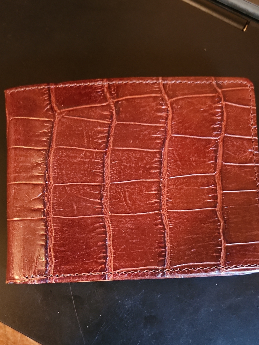 Men's Brighton Brown Croc-Embossed Leather Wallet